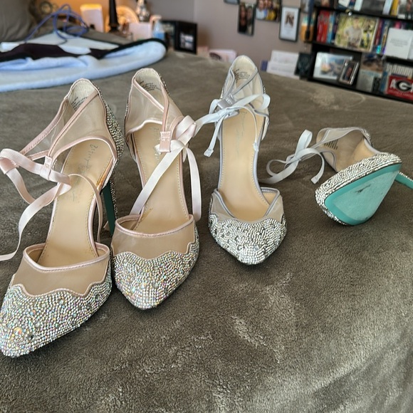 Betsey Johnson Silver Rhinestone Heels - Picture 8 of 11